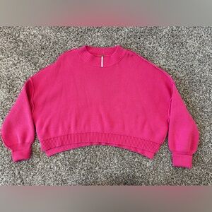 Free People Easy Street cropped sweater sweater in pink size small.